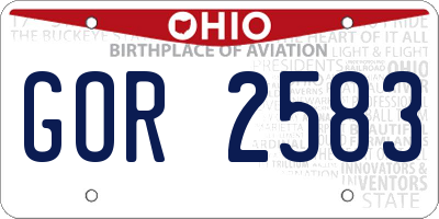 OH license plate GOR2583