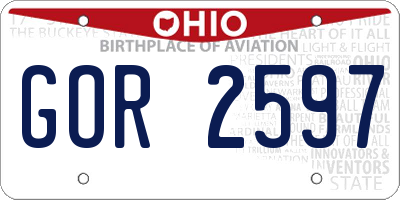 OH license plate GOR2597