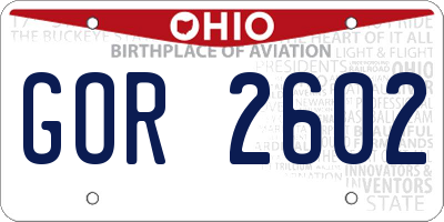 OH license plate GOR2602