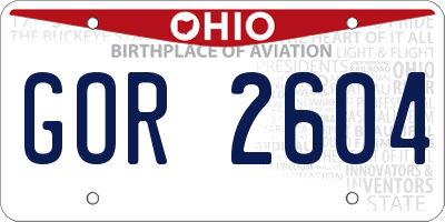 OH license plate GOR2604