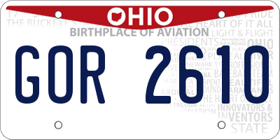 OH license plate GOR2610