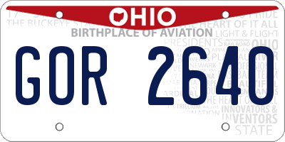 OH license plate GOR2640