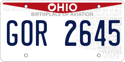 OH license plate GOR2645