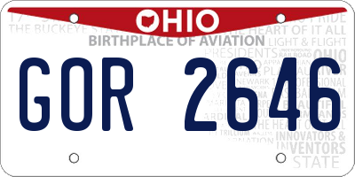 OH license plate GOR2646