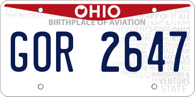 OH license plate GOR2647