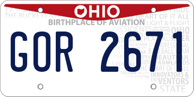 OH license plate GOR2671