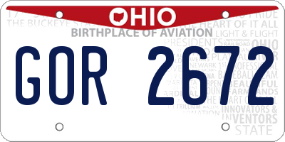 OH license plate GOR2672
