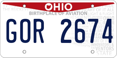 OH license plate GOR2674