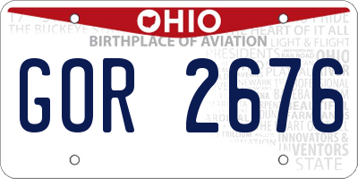 OH license plate GOR2676