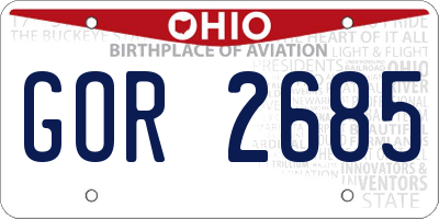 OH license plate GOR2685