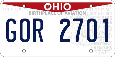 OH license plate GOR2701