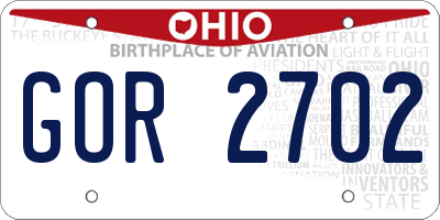 OH license plate GOR2702