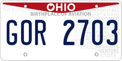 OH license plate GOR2703