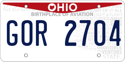 OH license plate GOR2704
