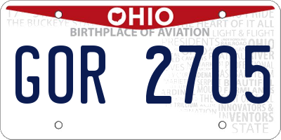 OH license plate GOR2705