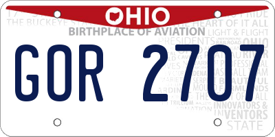OH license plate GOR2707