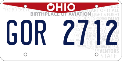 OH license plate GOR2712