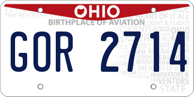OH license plate GOR2714