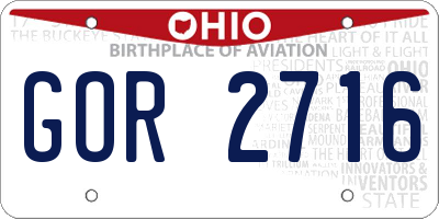 OH license plate GOR2716