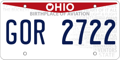 OH license plate GOR2722