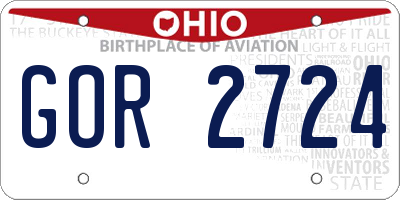 OH license plate GOR2724
