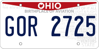 OH license plate GOR2725
