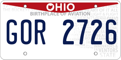 OH license plate GOR2726