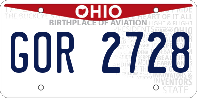 OH license plate GOR2728