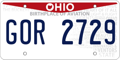 OH license plate GOR2729