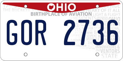 OH license plate GOR2736