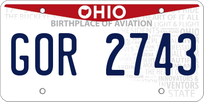 OH license plate GOR2743