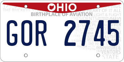 OH license plate GOR2745