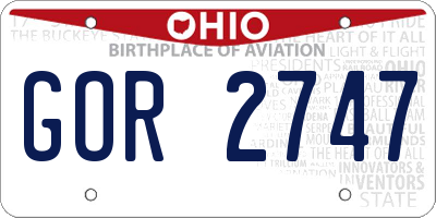 OH license plate GOR2747