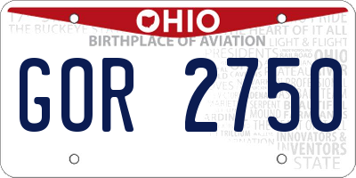 OH license plate GOR2750