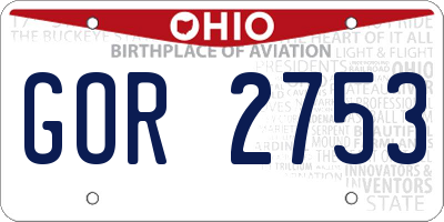 OH license plate GOR2753