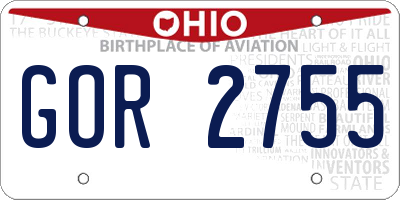 OH license plate GOR2755