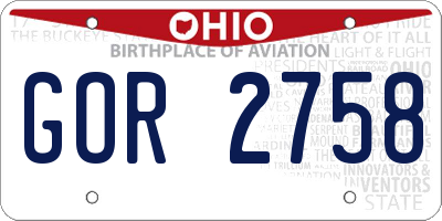 OH license plate GOR2758