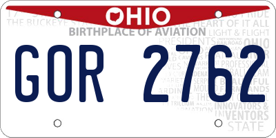 OH license plate GOR2762
