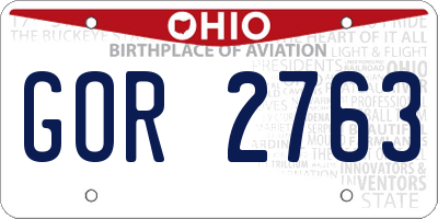 OH license plate GOR2763