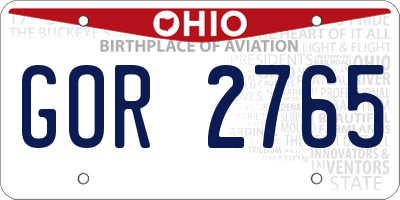 OH license plate GOR2765