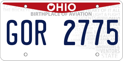 OH license plate GOR2775