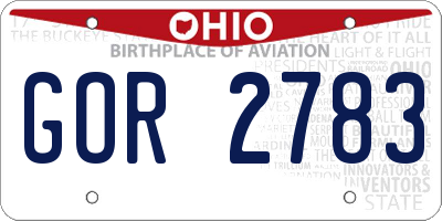 OH license plate GOR2783