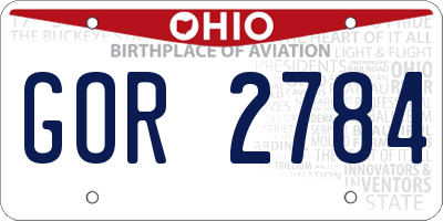 OH license plate GOR2784