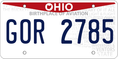 OH license plate GOR2785