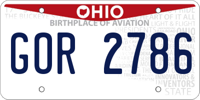 OH license plate GOR2786