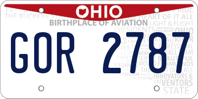 OH license plate GOR2787