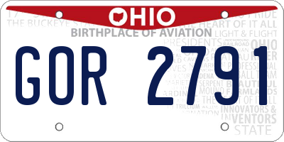 OH license plate GOR2791