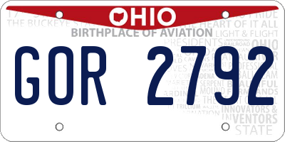 OH license plate GOR2792