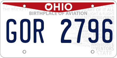 OH license plate GOR2796