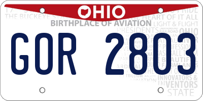 OH license plate GOR2803